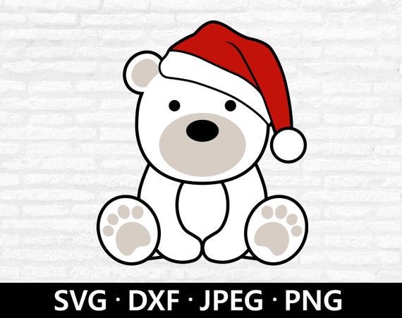 Christmas Bear SVG Bear Santa Hat SVG File Christmas SVG - Etsy
