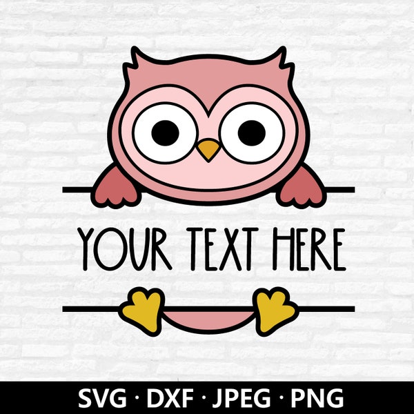 Owl Monogram SVG, Cute Owl SVG, Owl Clipart, Split Monogram SVG, Kids Boy girl Frame, Baby Shower Svg, Owl cut files for Cricut Silhouette