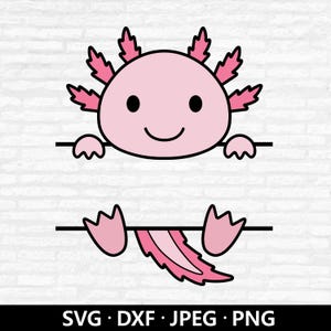 Axolotl monogramme SVG, clipart bébé axolotl, vecteur Animal mignon, baby shower PNG, personnaliser, personnaliser avec les fichiers coupés nom téléchargement numérique