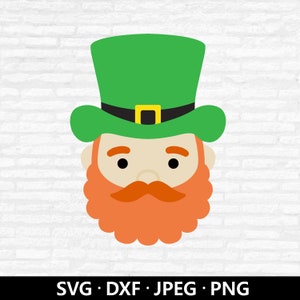 Cute Leprechaun Face SVG, Leprechaun Vector File, St Patrick&#39;s Day Clipart, SVG for Shirt, Irish Leprechaun Cut files Digital Download