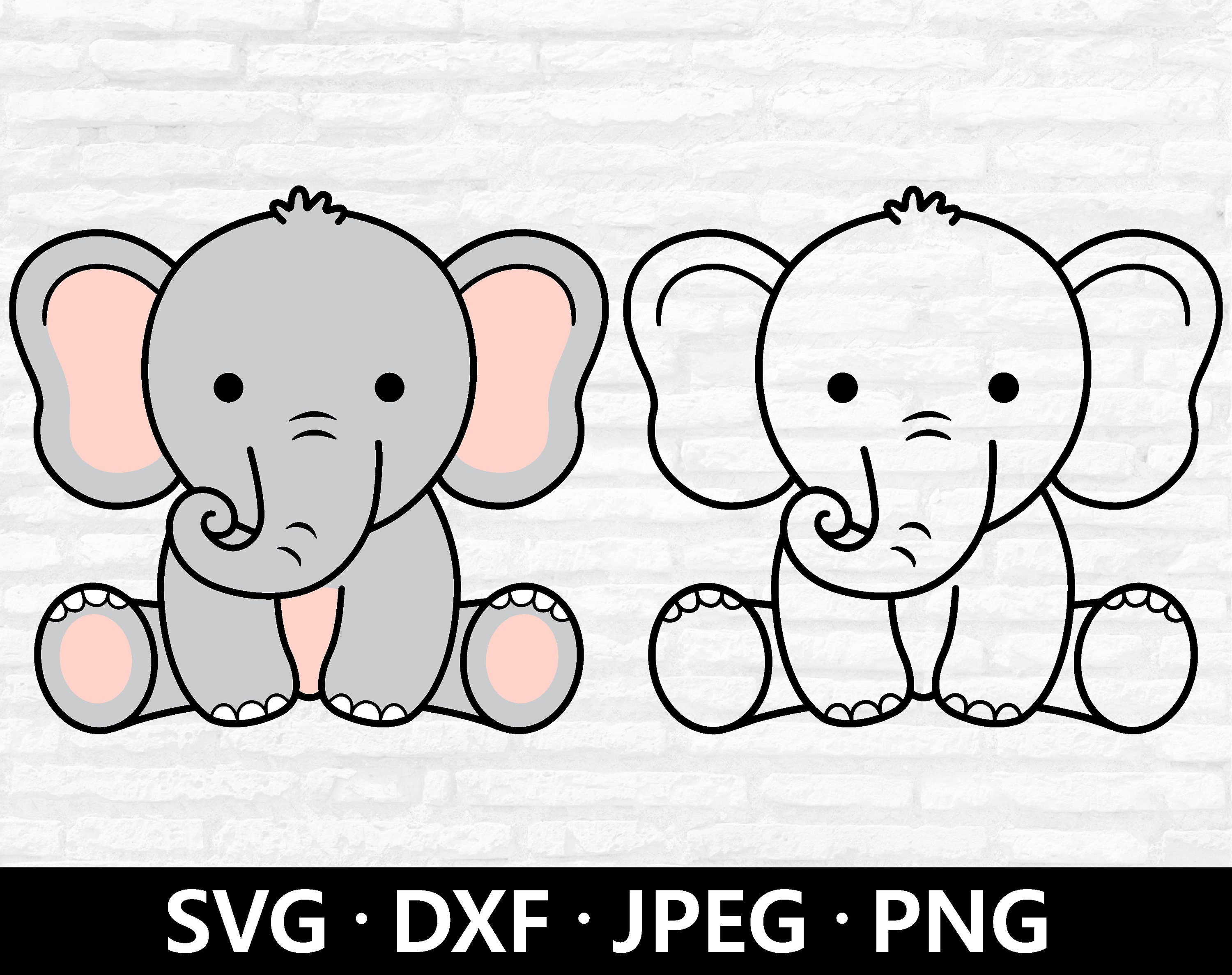Baby Elephant SVG Cute Elephant Girl Cut File Elephant Outline Etsy