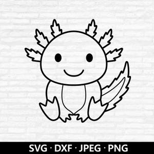 Axolotl Contorno SVG, Lindo Axolotl Vector, Axolotl Clipart, Camiseta De Baby Shower De Animales Para Niños PNG, Archivos De Corte De Axolotl Descarga Digital