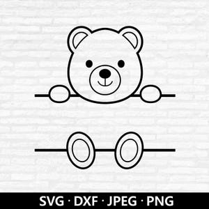 Ours monogramme SVG, fichiers vectoriels ours mignon, monogramme divisé SVG, clipart bébé ours, cadre nom animal de la jungle coupe fichiers téléchargement numérique