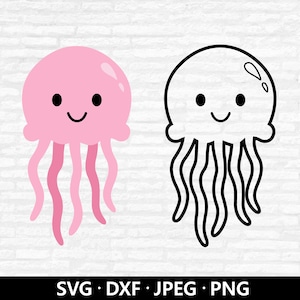 Niedliche Qualle SVG, Meerestiere, Qualle Clipart, Babyparty PNG, Qualle Umriss, Ocean Marine Strand Tier Schnittdateien digitaler Download