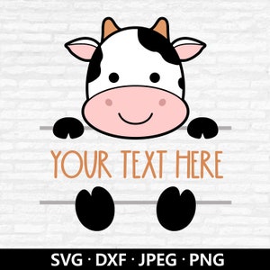 Cow Monogram SVG, Baby Cow SVG, Cute Cow cut file, Baby Shower Shirt, Personalize, Customize with name Svg For Cricut