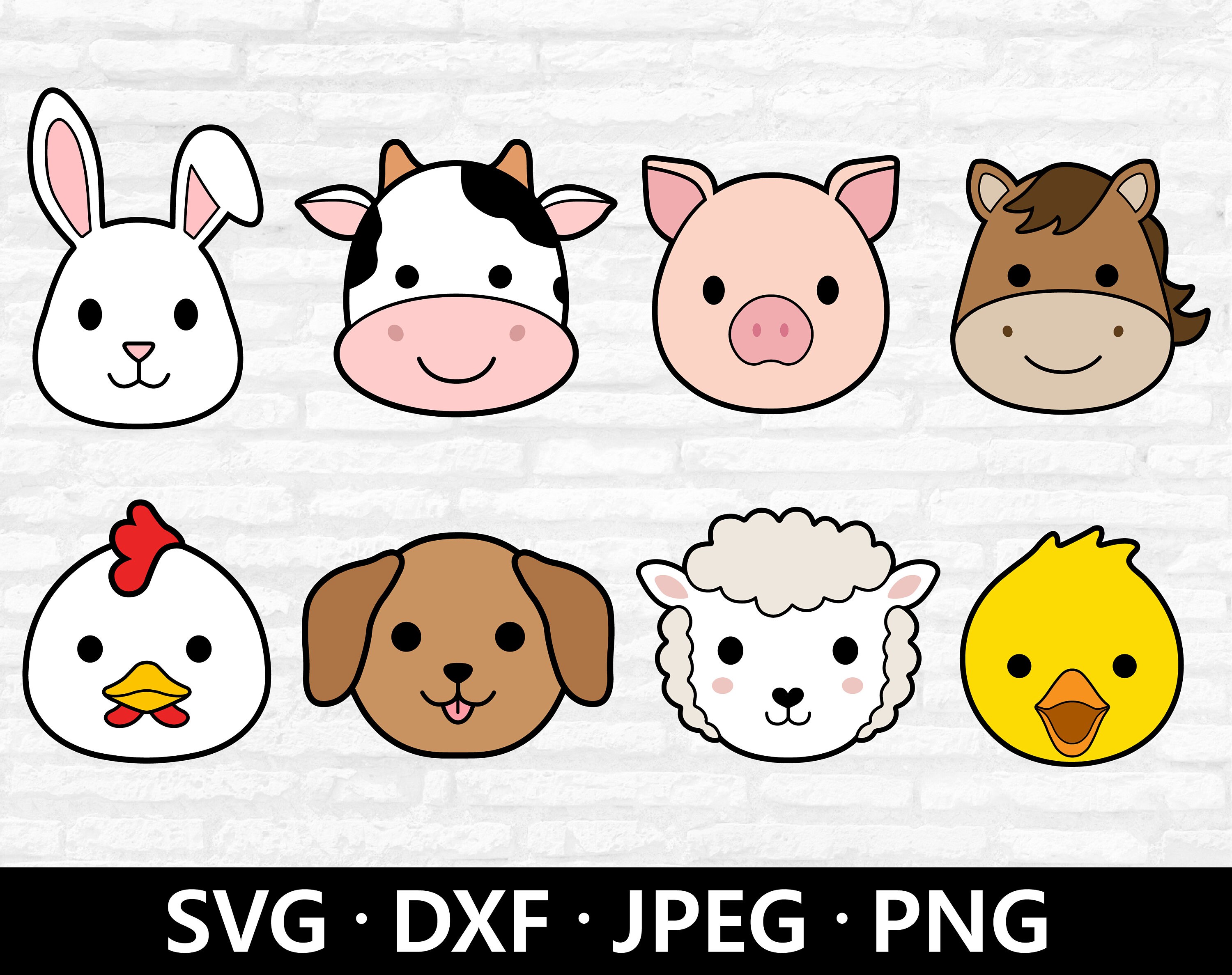 Farm Animal Faces SVG Animal Cricut Cut Files Farm Bundle Etsy