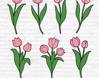 Tulip SVG Bundle: Spring Flower Clipart (Digital Download)