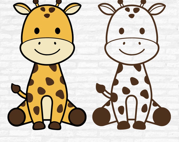 Giraffe SVG Cute Baby Giraffe Outline Cut File Cricut Silhouette Jungle ...
