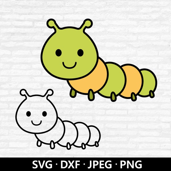 Caterpillar SVG, Worm Svg, Insect SVG File, Caterpillar Clipart, Bug svg, Caterpillar worm Vector, Spring animal Silhouette Cricut cut files