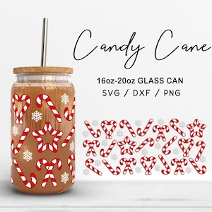 Emballage de verre canne en bonbon SVG : conception de vacances de Noël (téléchargement numérique)