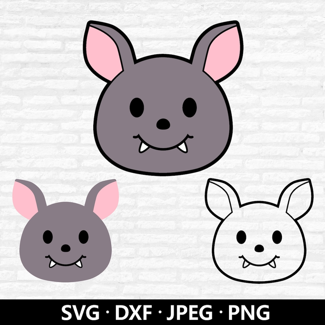 Bat Face SVG: Halloween Clipart, Kids Animal Shirt Design Cut File ...