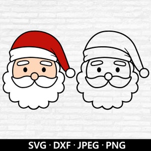 Santa Claus Face SVG, Cute Santa file di taglio a strati, Funny Santa Head Clipart, Christmas Xmas Holiday Winter Kid Shirt Silhouette Cricut Vinyl