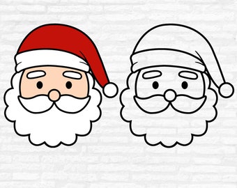 Santa Claus Face SVG, Cute Santa layered cut file, Funny Santa Head Clipart, Christmas Xmas Holiday Winter Kids Shirt Digital Download