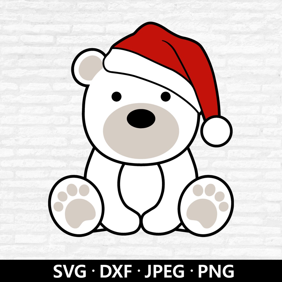 Christmas Bear SVG, Bear Santa Hat SVG File, Christmas SVG File, Bear