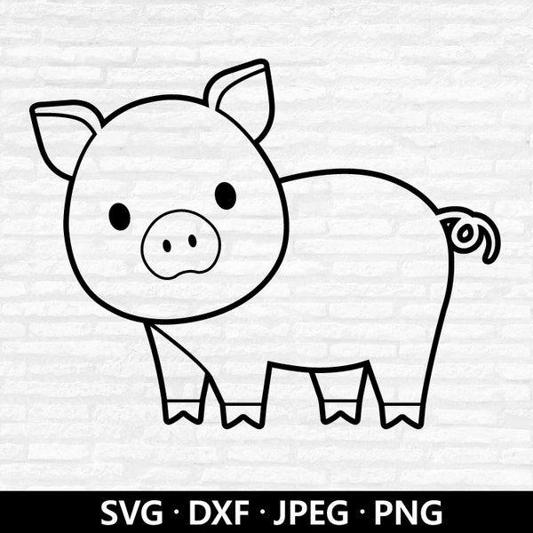 Pig Outline SVG, Baby Pig Cut file, Cute Pig Svg, Animal Svg file, Farm Animal Svg, Pig Clipart, Farm Pig Svg files for Cricut