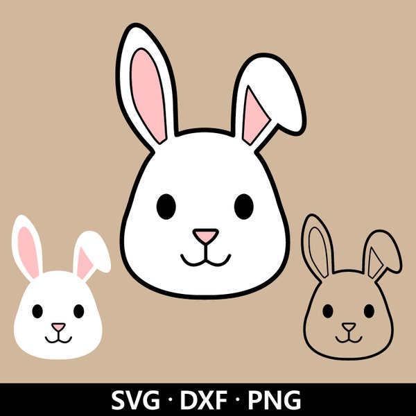 Bunny Face SVG for Cricut, Easter Bunny Svg, Easter Svg, Bunny Svg, Rabbit Svg, Bunny Head Svg, Bunny Outline Svg, Rabbit Face Svg