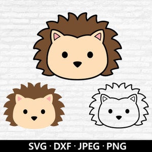 Visage de hérisson SVG, vecteur de hérisson, animaux de la forêt PNG, chemise d'anniversaire pour enfants, clipart hérisson mignon, hérisson coupe fichiers en téléchargement numérique