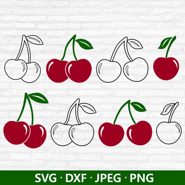 Cherry SVG, Fruits SVG, Cherry Bundle Svg, Cherries svg, Cherries Clipart, Summer print Svg, Cherry Cricut and Silhouette Cut Files