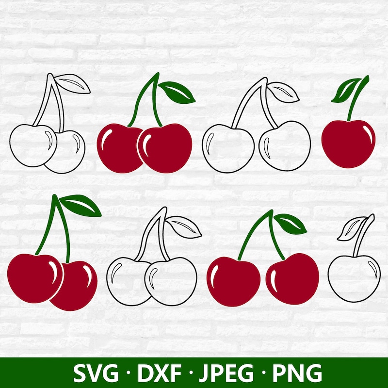 Cherry Outline Svg File - Etsy