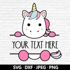 Unicorn Monogram SVG, Split Monogram Svg, Cute Unicorn SVG, Unicorn cut file, Baby Shower Shirt, Customize with name Svg For Cricut