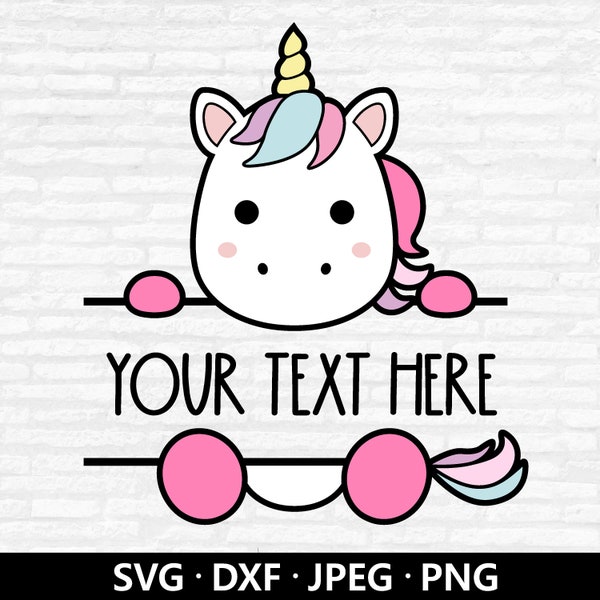 Unicorn Monogram SVG, Split Monogram Svg, Cute Unicorn SVG, Unicorn cut file, Baby Shower Shirt, Customize with name Svg For Cricut