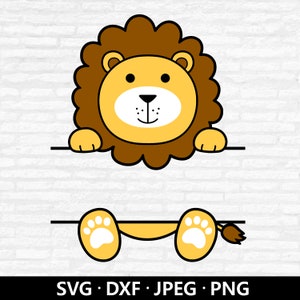 Lion Monogram SVG, Baby Lion Clipart, arquivo vetorial Cute Lion, camisa de chá de bebê, personalizar, personalizar com nome Corte arquivos download digital