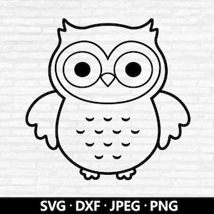 Owl Outline SVG, Cute Owl Cut file, Baby Shower Girl Shirt Svg, Owl Clipart, Bird Kids Silhouette, Owl birthday shirt SVG Digital download