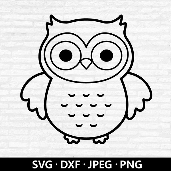 Owl Outline SVG, Cute Owl Cut file, Baby Shower Girl Shirt Svg, Owl Clipart, Bird Kids Silhouette, Owl birthday shirt SVG Digital download