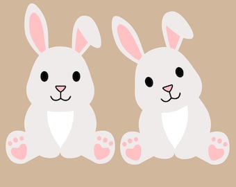 Baby Rabbit SVG: Woodland Nursery Animal Clipart, Layered Cut files (Digital Download)