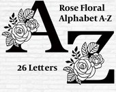 Rose Floral Alphabet SVG: Fancy Letter Cut Files (Digital Download)