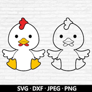 Huhn SVG-Datei, süßes Küken PNG, Baby Huhn Clipart, Bauernhof Tier Vektor-Datei, Kinder Tier-Deco, Huhn Schnittdateien digitaler Download