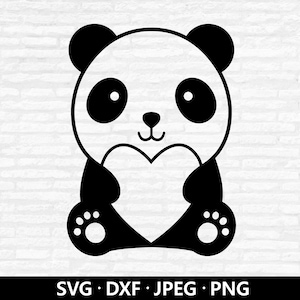 Panda Herz Umriss SVG, niedlicher Baby Panda Vektor, Panda Valentinstag geschnitten Datei, Panda Clipart, Valentinstag Tier geschnitten Dateien Digitaler Download