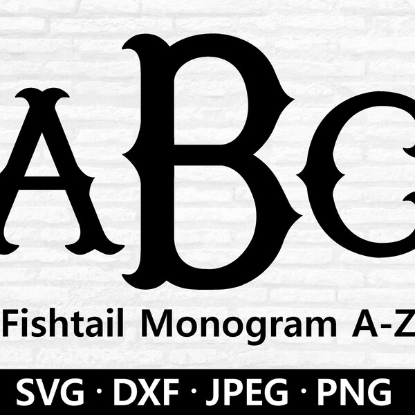 fancy letter writing paper Fishtail Monogram SVG, Fishtail Alphabet Letter SVG, Monogram Alphabet SVG, Fishtail alphabet svg files for silhouette, Cut File for Cricut