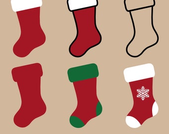 Christmas Stockings SVG Bundle: Holiday Clipart (Digital Download)
