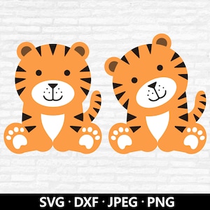 Cute Tiger SVG, Baby Tiger SVG, Kids Shirt SVG, Cricut cut files, Layered files, Tiger clipart, Jungle Animal Silhouette Svg For CriCut