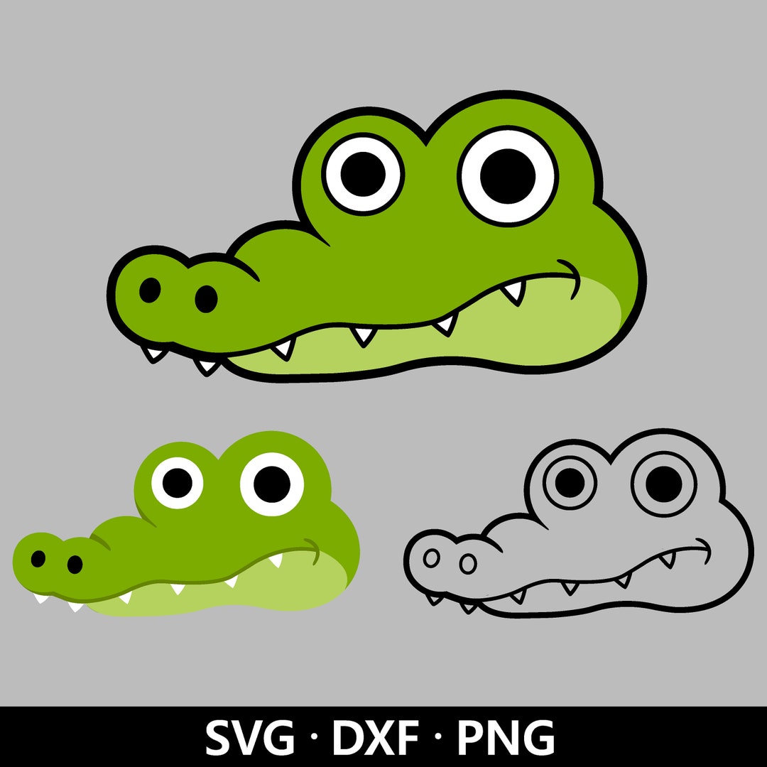 Alligator Face SVG: Baby Crocodile Vector Clipart, Jungle Animal Cut ...