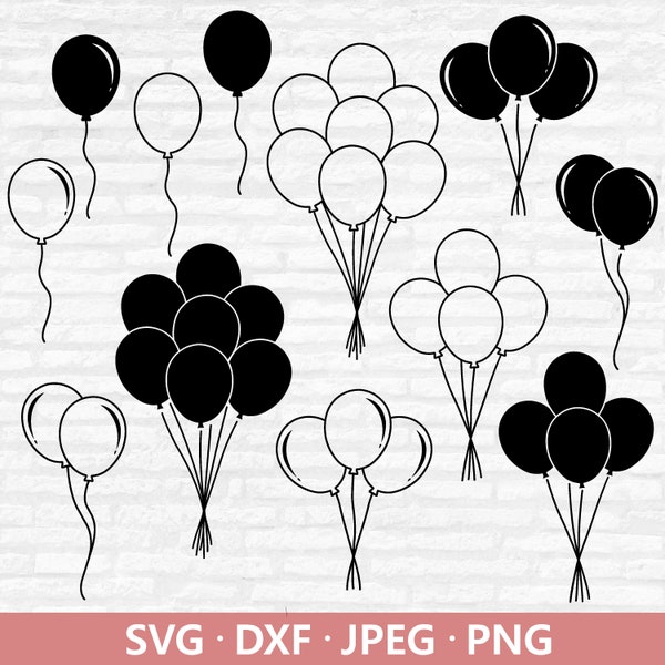 Balloons svg bundle, Balloon Cut File, Balloons Clipart, Balloon Silhouette, Birthday Party Celebration PNG, Ballon svg Digital Download