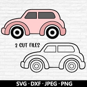Car SVG file, Cute car svg, Retro car vector, Cat clipart, Car Outline Cut files Digital Download