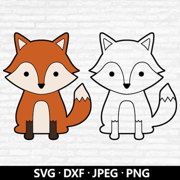 Baby Fox SVG, Fox Outline SVG, Woodland Animals Svg, Cute Fox Svg,  baby fox clip art, Nursery Animal Silhouette Cricut, Instant download