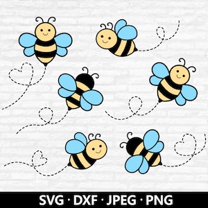 Bee Bundle SVG, Cute Honey Bee cutting file, Bee SVG, Layered Cut File, Bee Clip Art, bee cut file, Bee svg path bundle dotted lines