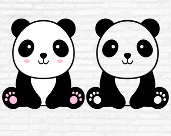 Baby Panda Clipart, SVG, DXF, PNG Cut Files (Digital Download)