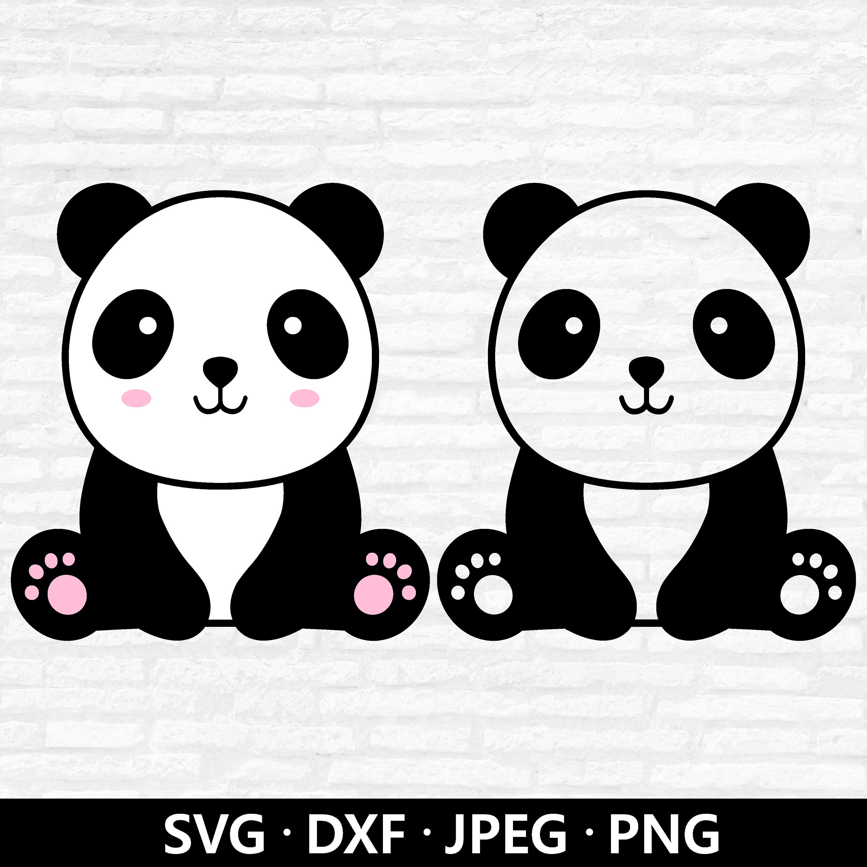 Cute baby panda layered SVG Kawaii panda cut file Cartoon panda cutting  Kids Cuttable Animal vector DXF Silhouette Cameo Cricut Vinyl Shirt