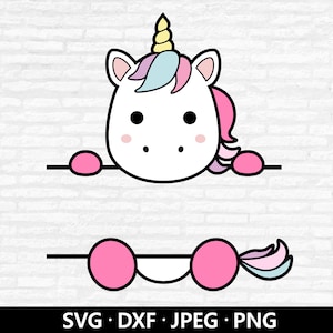 Einhorn-Monogramm SVG, Split-Monogramm-Svg, süßes Einhorn SVG, Einhorn-Baby-Dusche-Shirt PNG, anpassen mit Namen Cut-Dateien digitaler Download