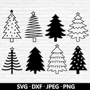 Sapin de Noël SVG Bundle, Clipart sapin hiver, arbres design fichier vectoriel, arbre de Noël chemise PNG, arbres de Noël coupe des fichiers téléchargement numérique