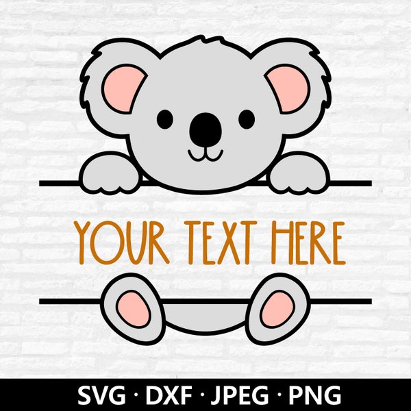 Koala Monogram SVG, Split Monogram Svg, Baby Koala SVG, Cute Koala cut file, Baby Shower Shirt, Customize with name Svg For Cricut