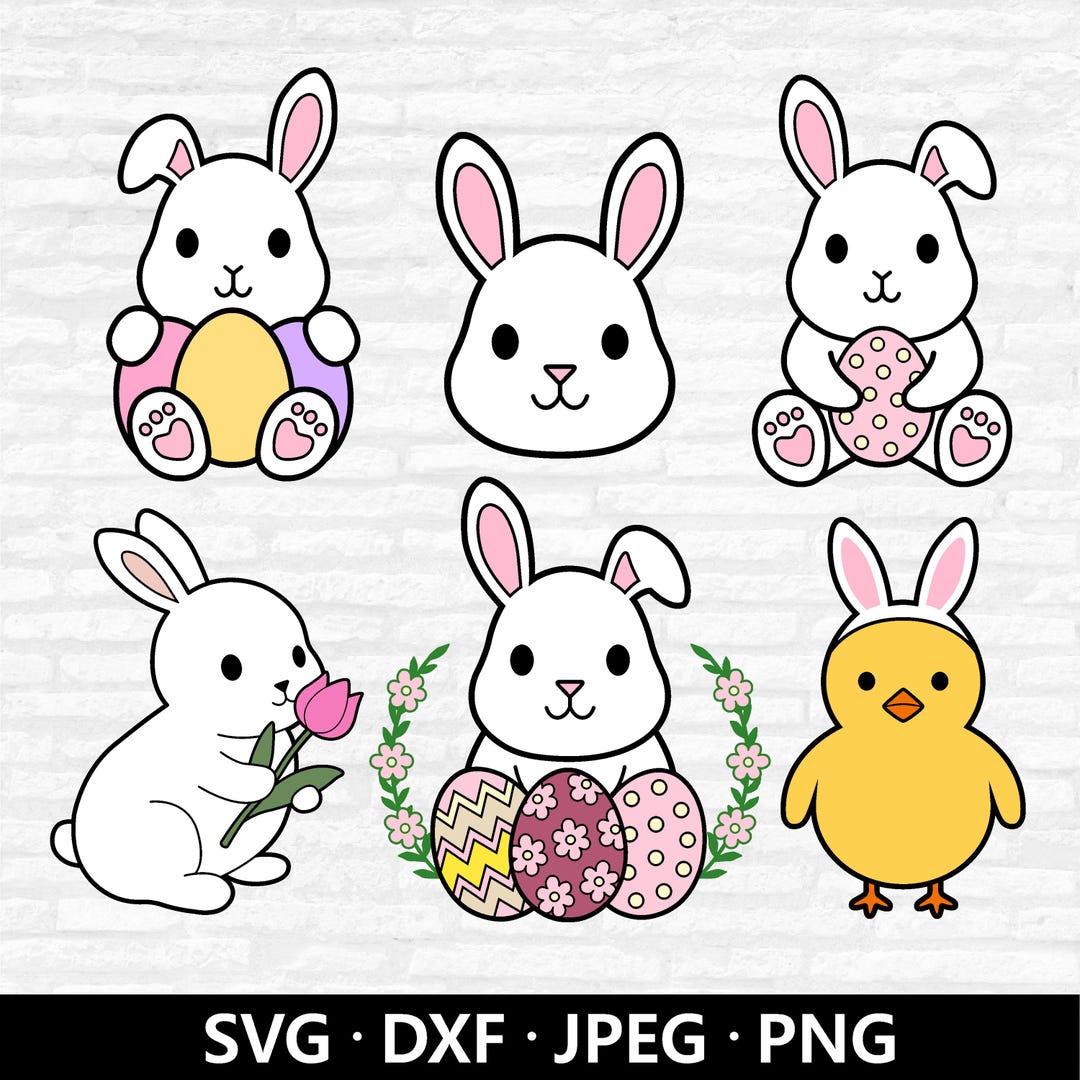 Easter Bunny SVG Bundle, Baby Rabbit Clipart, Cute Chick Vector, Easter ...