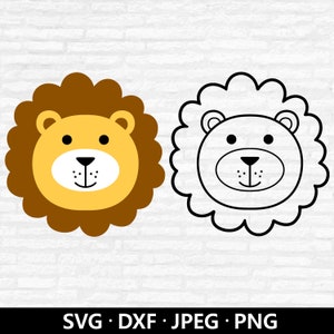 Baby Lion Face SVG, Cute Lion SVG, Baby Shower Shirt SVG, Cricut cut files, layered files, Lion clipart, Jungle Animal Silhouette Cricut