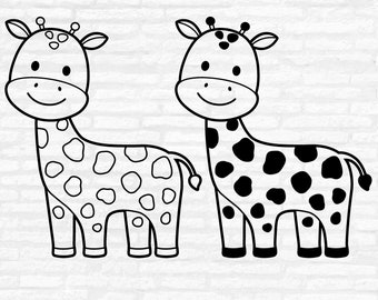 Cute Giraffe SVG Baby Giraffe Outline Cricut Silhouette Cut File Cute ...