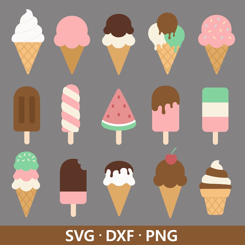 Glass SVG-paket: Sommardessert Clipart (digital nedladdning) bild 1