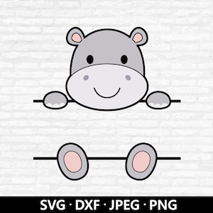 Hippopotame monogramme SVG, bébé hippopotame PNG, hippopotame mignon coupé fichier, chemise de douche de bébé, monogramme fractionné SVG, personnaliser le nom des fichiers coupés en téléchargement numérique